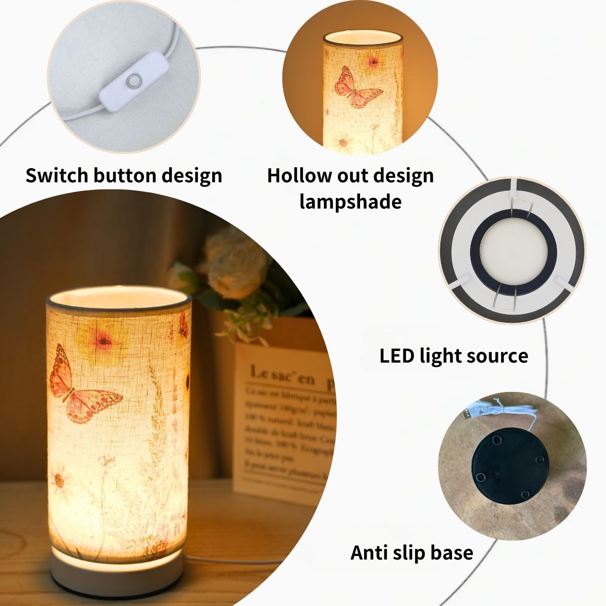 1 buah Lampu Meja Kain Bulat M - Desk Setup Minimalist ulasan dan harga