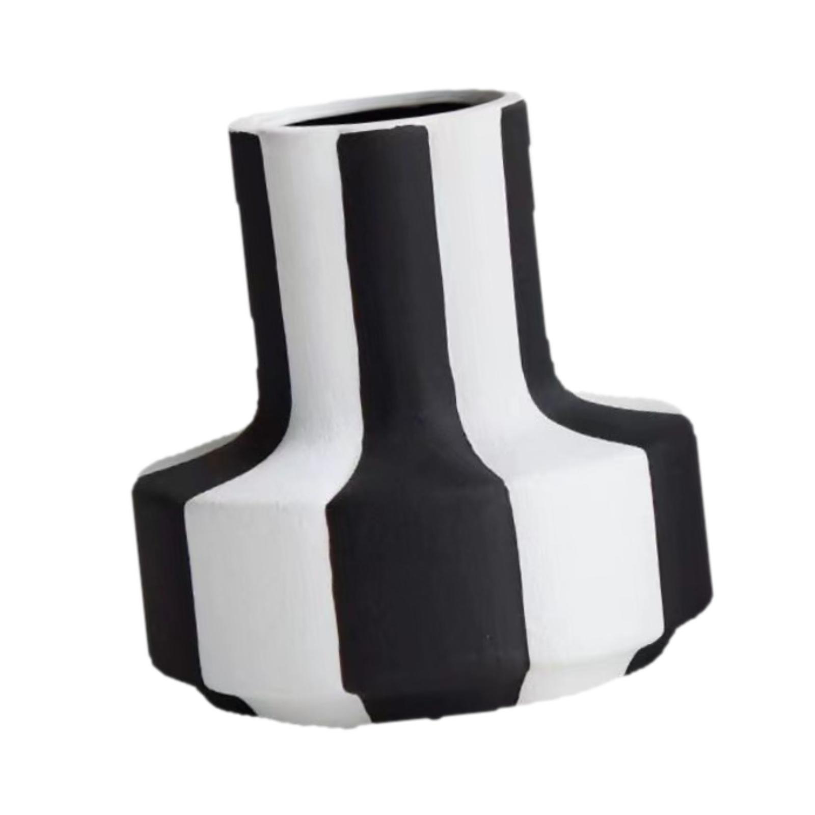 Vas Tanaman Bergaris Hitam Put - Desk Setup Minimalist ulasan dan harga